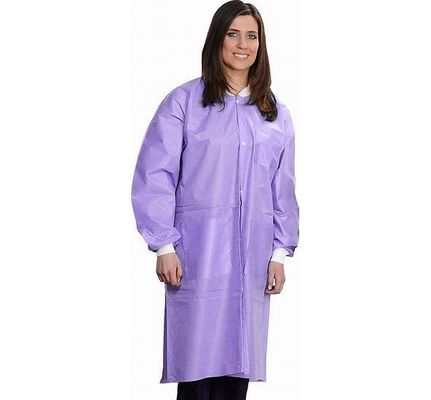 45GSM SMS Dental Breathable Unisex Disposable Lab Jackets with Open Front and Collar