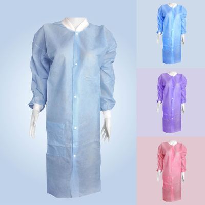 Sky Blue Lab Coats for Adults PPE Spp SMS 45GSM Splash-Proof Painting with Mao Collar