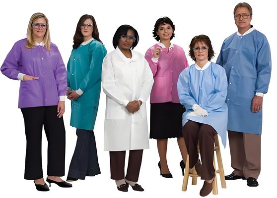 Disposable Jacket Lab Coat with Label Accessories and Open Fronted Structure from PPE