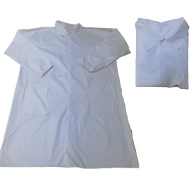 Unisex Disposable White Polypropylene Work Gowns With Elastic Wrists And Hook Loop Fasteners