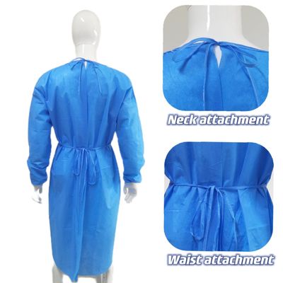 Level 1/2/3 Disposable SMS Blue Isolation Gowns Reinforced Tie Attachment Anti-Static