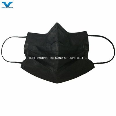 Flat Bfe 90 95 99 Protective Earloop PP 3ply Non-Woven Disposable Black White Face Mask