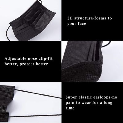 Protective Surgical Medical Disposable Face Mask with Black 3 Ply Filter Protection