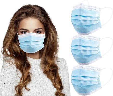 Protective Surgical Disposable Face Mask Soft 3 Layer with Nose Clip Elastic Earloop
