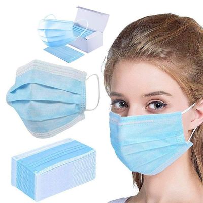 Disposable Adults 3 Ply Non-Woven Face Mask with Nose Clip Ear Loop Workshop Essential