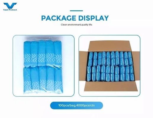 Customizable Labs Disposable PP 10-30g Elastic Blue Anti-Slip Printed Shoe Cover for Labs