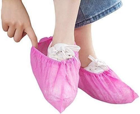 Printing Logo Pink Non-Slip Disposable Shoe Cover for Dental Protection and Comfort
